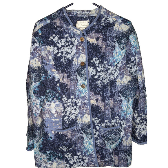 CJ Banks Womens 2X Blazer Jacket Stretch Blues Buttons Pockets - Picture 6 of 6